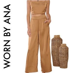 2 Piece Satin Set in color Light Creamy Beige